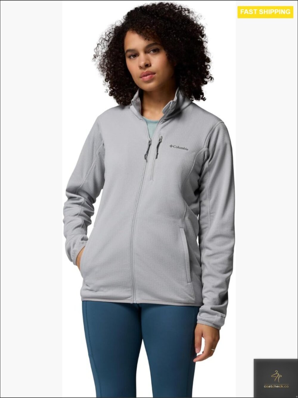 Grid Back Fleece Full Zip Hiking Jacket Mid Layer Outdoor Omni-Wick